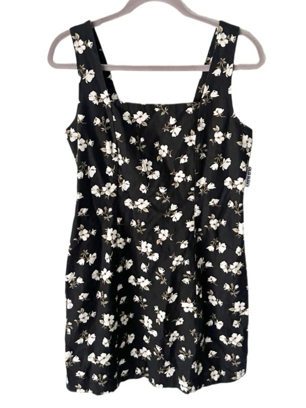 Old Navy Linen Blend Square Neck Floral Dress Size Medium Dark Cottagecore
